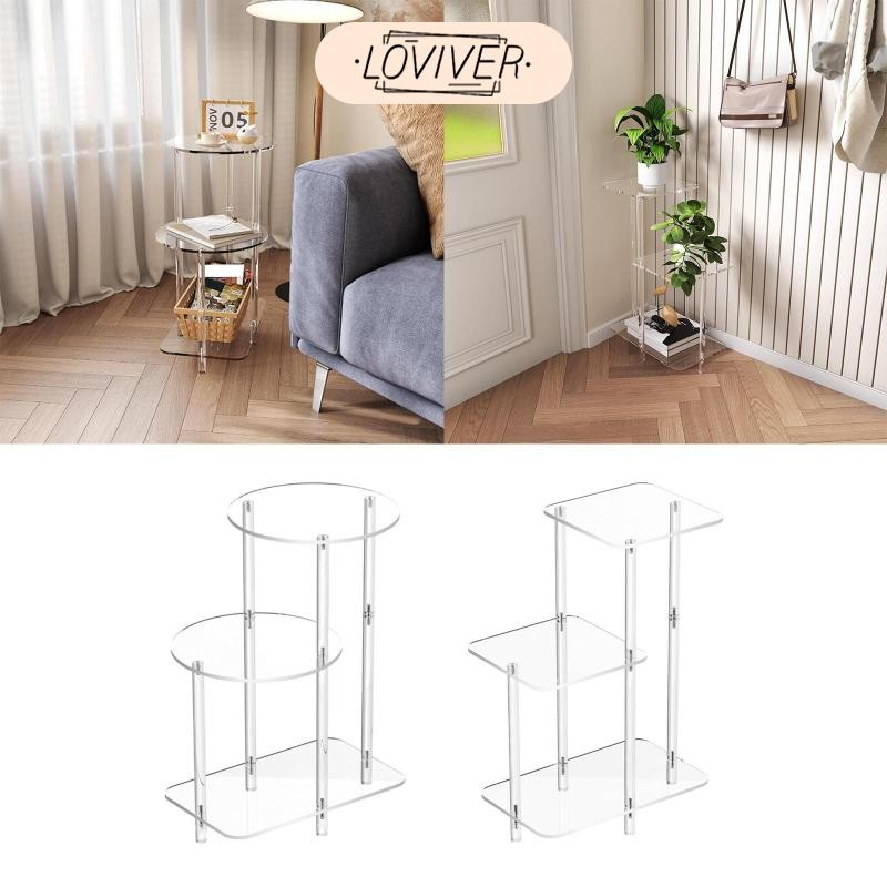 LOVIVER โต๊ะข้างอะคริลิคใสเฟอร์นิเจอร์ห้องนอนขนาดเล็กสําหรับโรงแรมทางเข้า