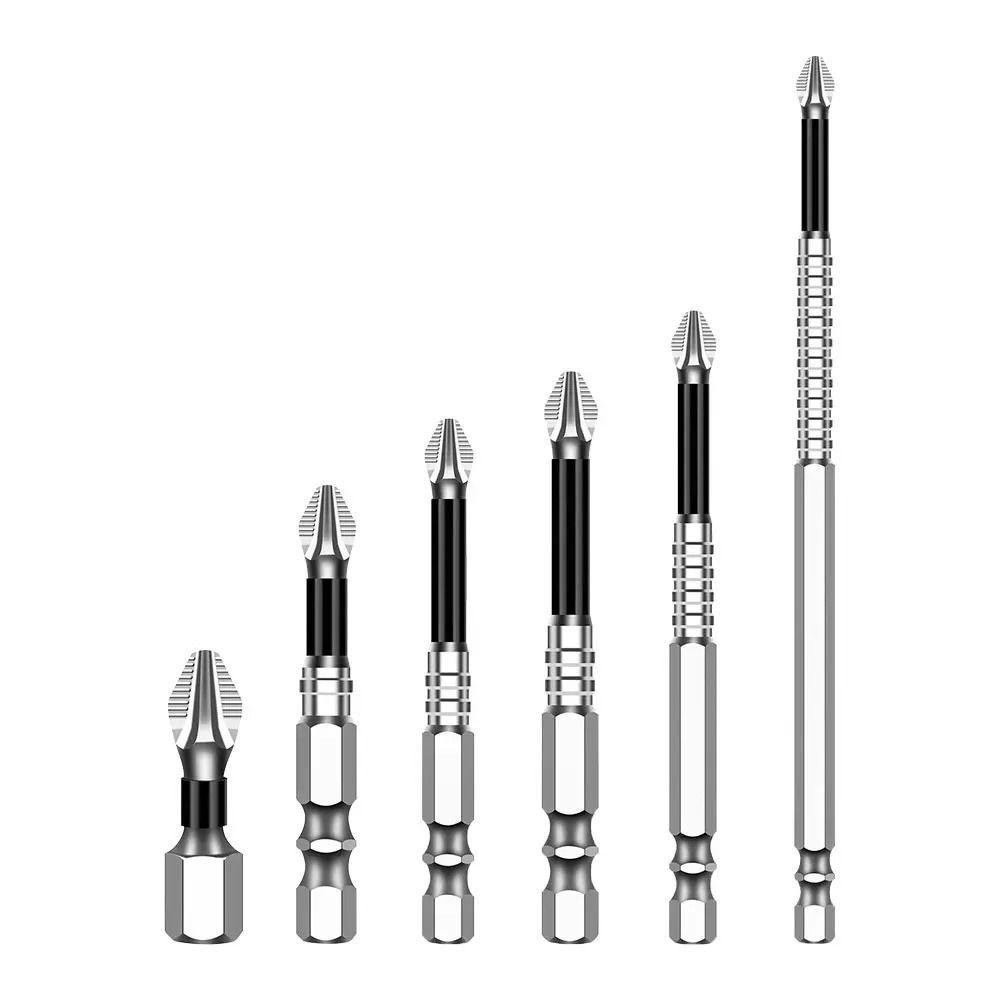 6ชิ้น Magnetic Batch Head, K5 ด้ายโลหะผสมเหล็ก Cross Bit, 25-150 มม.ความแข็งสูง Anti-Slip WaterProof PH2 ไขควง Bits ไขควงไฟฟ้า - รูปที่ 3