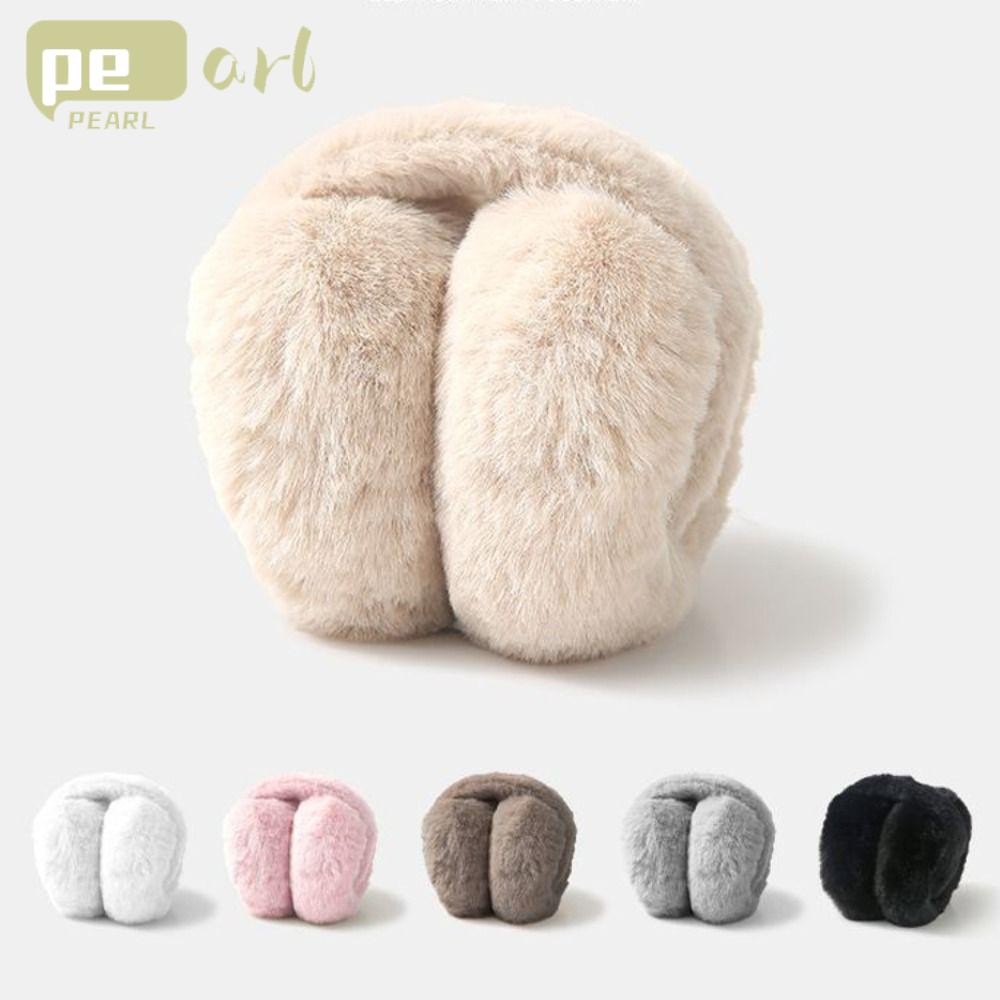 Pearlth ที่ปิดหูแบบพับได้,ที่ปิดหูกันหนาวตุ๊กตาป้องกันความเย็นนุ่ม,กลางแจ้งฤดูหนาวWarmแบบพกพาFaux Fur Ear-Muffsสําหรับผู้หญิงMan