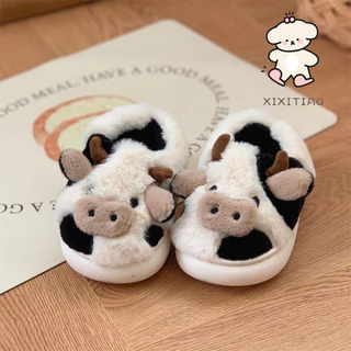 Xixitiao รองเท้าใส่ในบ้าน รองเท้าวัว บ้าน COW slipper นุ่มนิ่ม ผู้ชาย ผู้หญิง รองเท้าเด็ก ลายวัว
