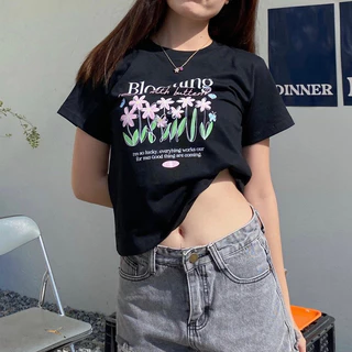 (ของพร้อมส่ง ส่งใน 24 ชั่วโมง)BOOM Shopee | “Baby Tee“ 💐รวมลายเสื้อครอปทรงพอดีตัวเนื้อผ้า cotton 100%