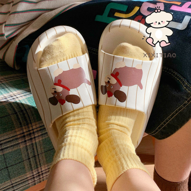 Xixtiao ฤดูร้อนคู่ EVA ในร่มสบาย Home Influencer การ์ตูนน่ารักลูกสุนัขรองเท้าแตะรองเท้าแตะห้องน้ํารองเท้าแตะผู้ชายผู้หญิง
