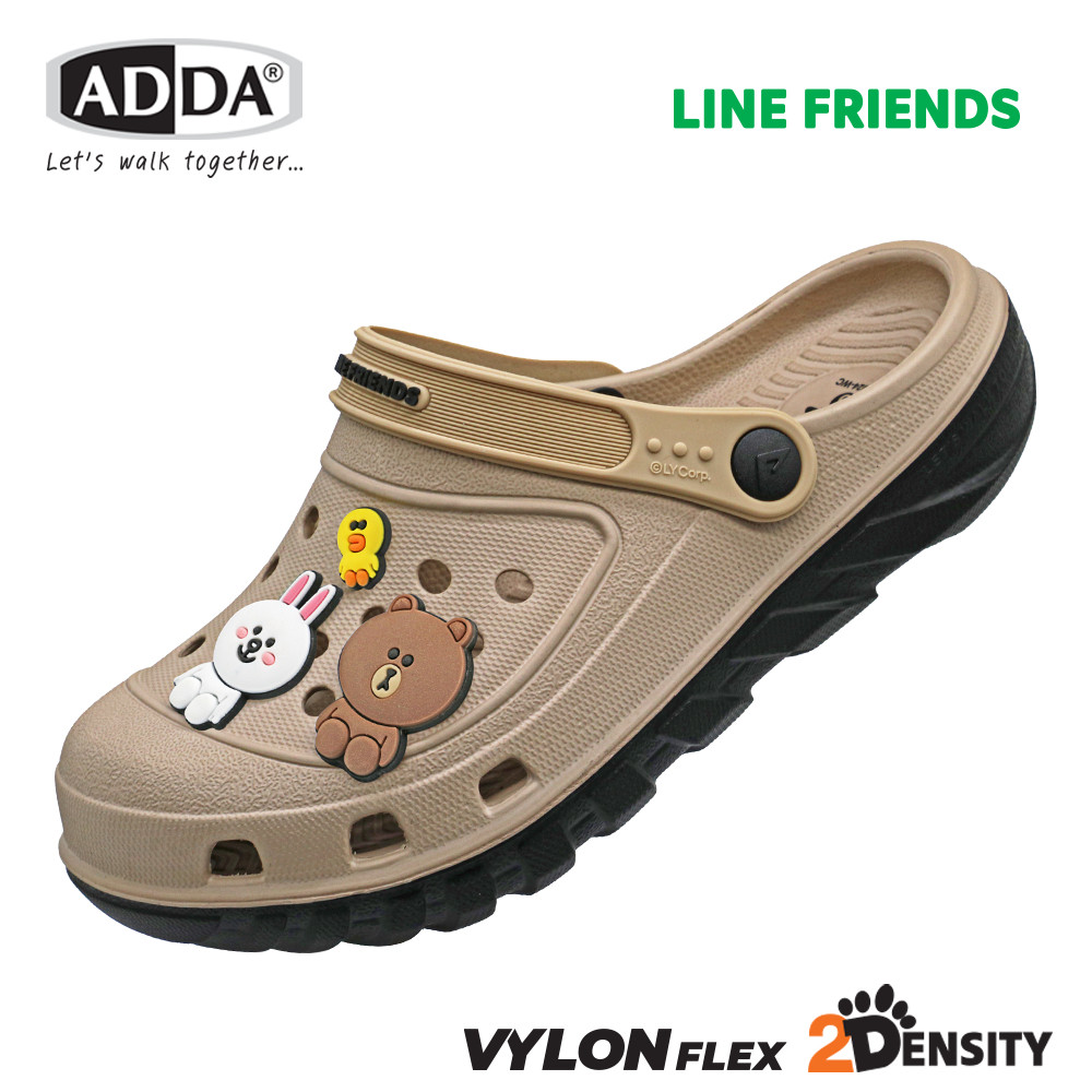 Adda รองเท้าแตะลำลอง ผู้หญิง แบบสวมหัวโต ลายชินจัง Shinchan ,Line Friends (ไซส์ 4-6)