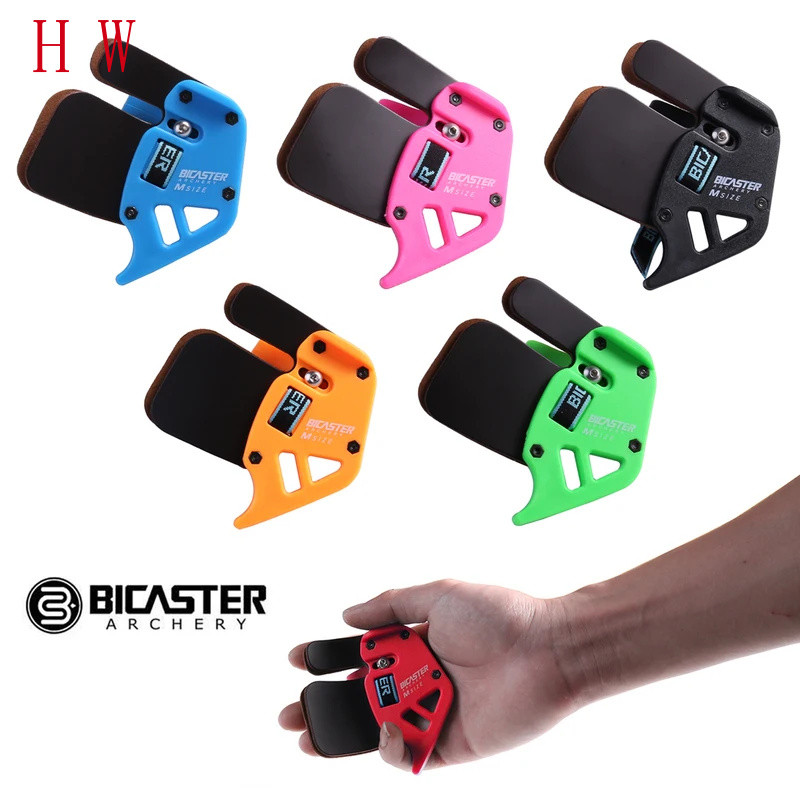 Bicaster Archery Finger Tab XS/S/M/L Right Handed Finger Guard หนังวัวแท้สําหรับผู้เริ่มต้นและเด็กรู