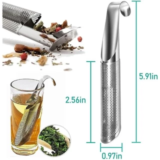ที่กรองชาสแตนเลสรูปท่อ Tea Infuser พร้อมตะขอ สำหรับชาใบหลวม กาแฟ และแก้วชา