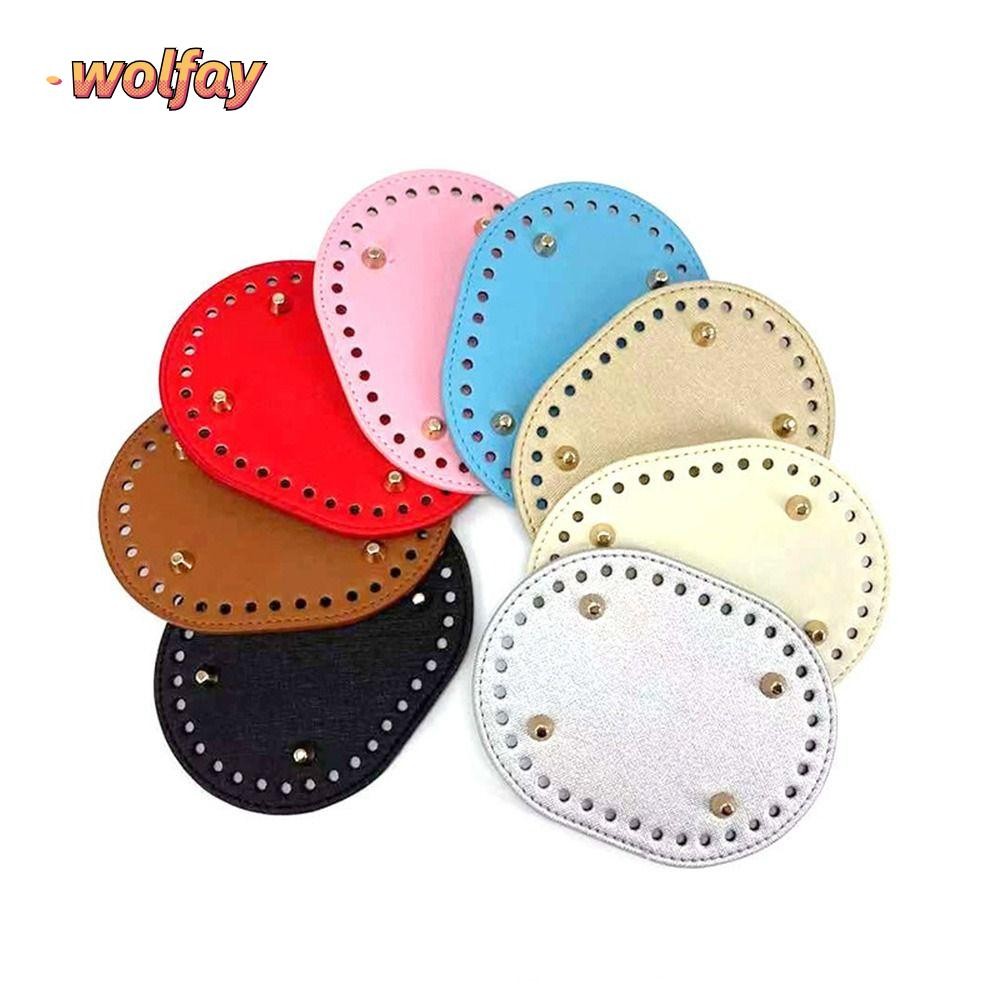 Wolfay ก้นกระเป๋ารูปไข่หนัง PU 36 หลุมกระเป๋าอุปกรณ์เสริม, 14.5 ซม.* 11 ซม.DIY วัสดุ Handmade ด้านล่างสําหรับถักกระเป๋า