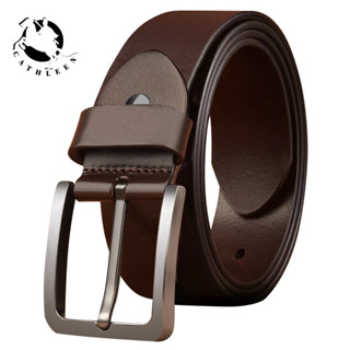 CATHLEENเข็มขัดหนังวัว ลําลอง เรียบง่าย สําหรับผู้ชายเข็มขัด