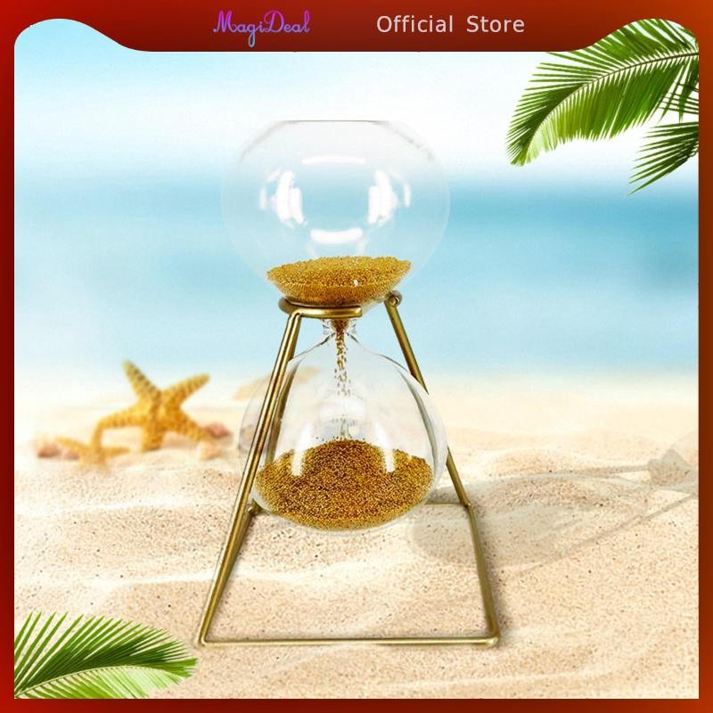 [MAGIDEAL] [ดาวเคราะห์] นาฬิกาทรายสีทองที่สร้างสรรค์, เครื่องประดับพร้อมชั้นวางเหล็ก ศิลปะการตกแต่ง