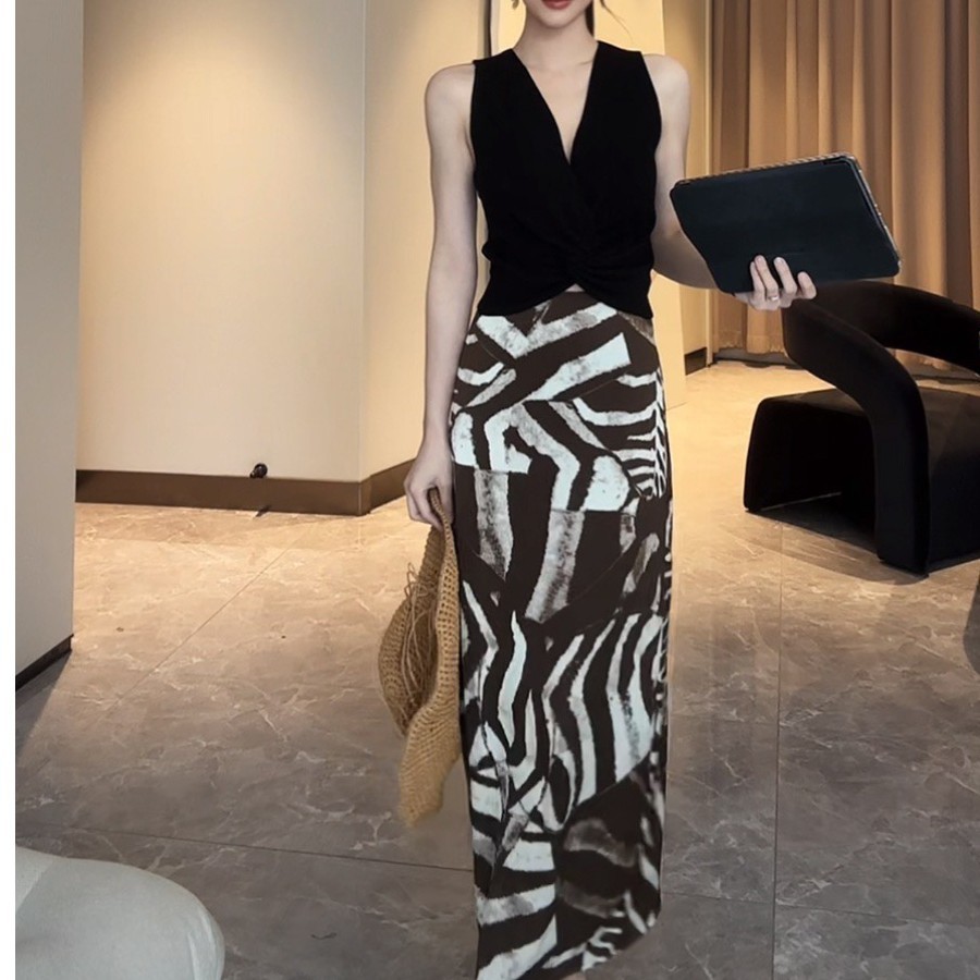 ฤดูร้อนสไตล์ใหม่ Tie-Dye กระโปรงหญิง Zebra รูปแบบกระโปรง Casual แฟชั่น Slimmer ดู