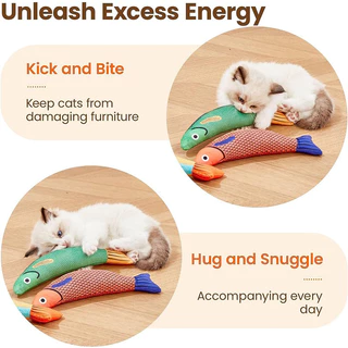 ของเล่นแมว 3D จําลองปลา Catnip ของเล่น Interactive Plush ลูกแมวสัตว์เลี้ยง Chew กัดของเล่นสําหรับแมว Pillowfish อุปกรณ์สัตว์เลี้ยง