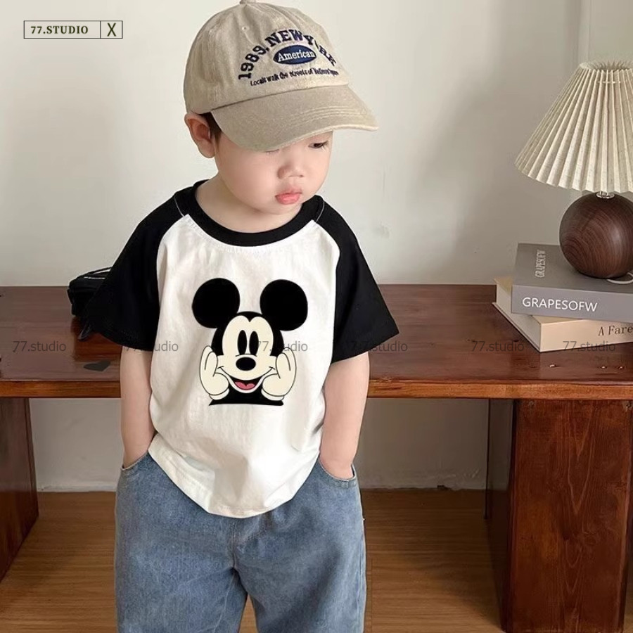 （พร้อมส่งจากกทม มาถึงใน 2วัน）เสื้อยืดเด็กชาย ผ้าฝ้ายแท้ พิมพ์ลายการ์ตูน แขนสั้น น่ารัก ใส่สบาย  Children's T-shirt