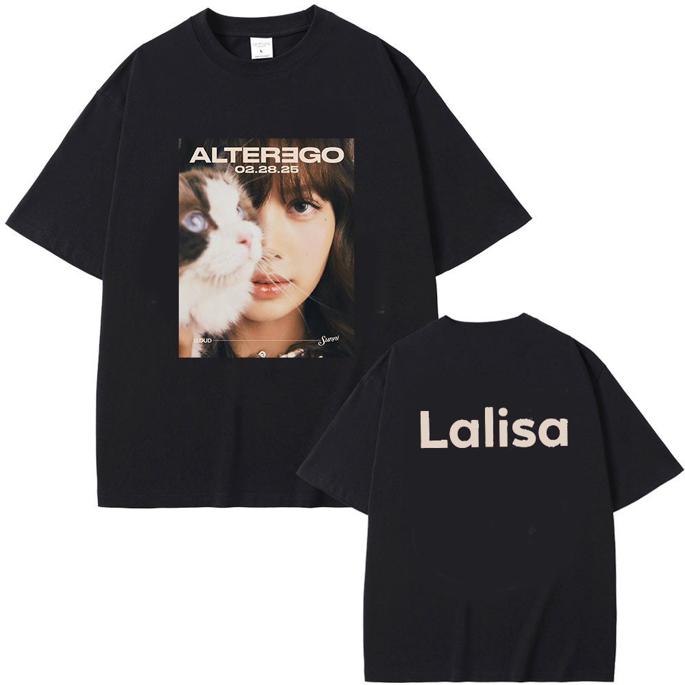 ใหม่ blackpink Lisa《AlterEgo》เสื้อยืดพิมพ์ลายS-5XL