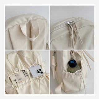 Pearsbags กระเป๋าสะพายคู่ ความจุขนาดใหญ่ น่ารัก โบว์ โรงเรียน สีทึบ กระเป๋าสวย