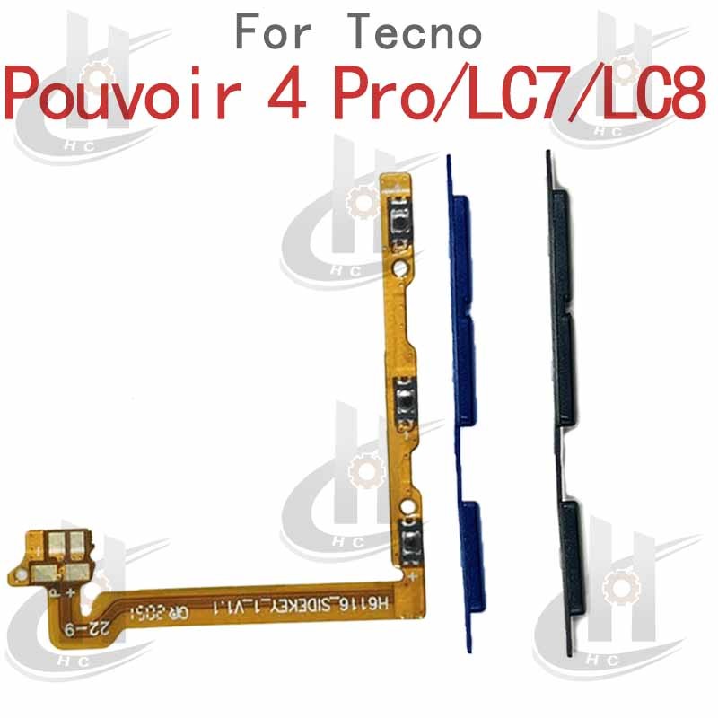 สําหรับ Tecno Pouvoir 4 Pro LC7 LC8 ปุ่มด้านข้าง Flex Cable Keys ปุ่มปิดระดับเสียงขึ้นและลงปุ่มด้านข้างเปลี่ยนส่วน