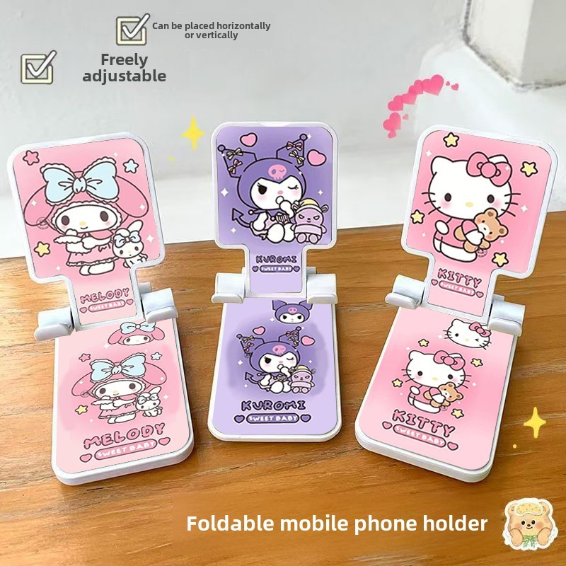 SANRIO การ์ตูนน่ารัก ที่วางโทรศัพท์ ซานริโอ เหมาะสําหรับเดสก์ท็อป ไอแพด ปรับและหดได้คนขี้เกียจเครื่องมือดูละครผู้ถือคอร์สออนไ