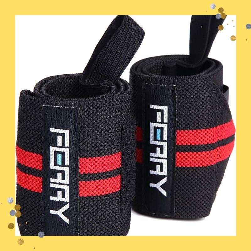 FERRY Wrist Wrap Weight Training Wrist Fixation (2-Pack) Black/Red