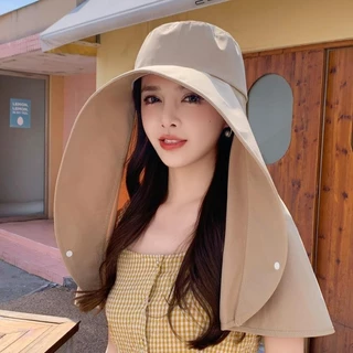 VNICE หมวกกันแดด หมวกปีกกว้าง ผ้าคลุมไหล่ กันแดดแบบ 360 องศา เนื้อผ้าแห้งไว