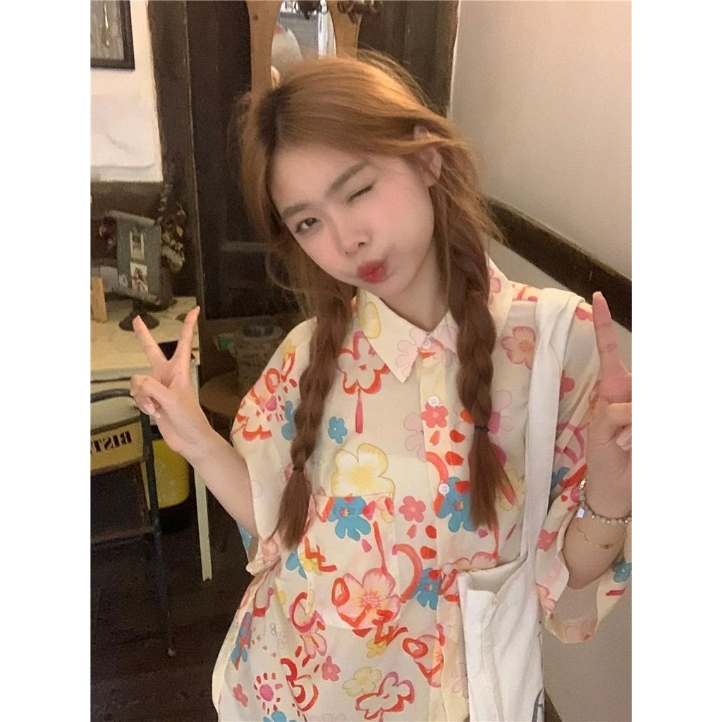 VEEWINK เสื้อฮาวายลายดอก Songkran แขนสั้น ผ้าชีฟอง thumbnail 5