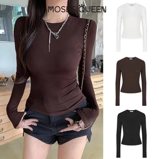 < MOSESQUEEN > 2025 ฤดูร้อนใหม่เสื้อผ้าผู้หญิงเสื้อยืดแขนยาวหลวมและ Breezy, ป้องกันแสงแดด, หรูหราและกระชับสัดส่วนด้านบน #62220