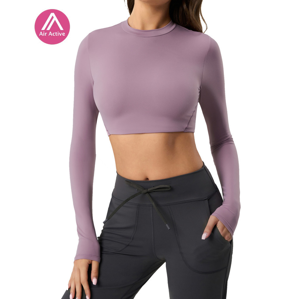 Airactive Leisure Yoga Sports T-shirt Long Sleeves Crop Top Breathable