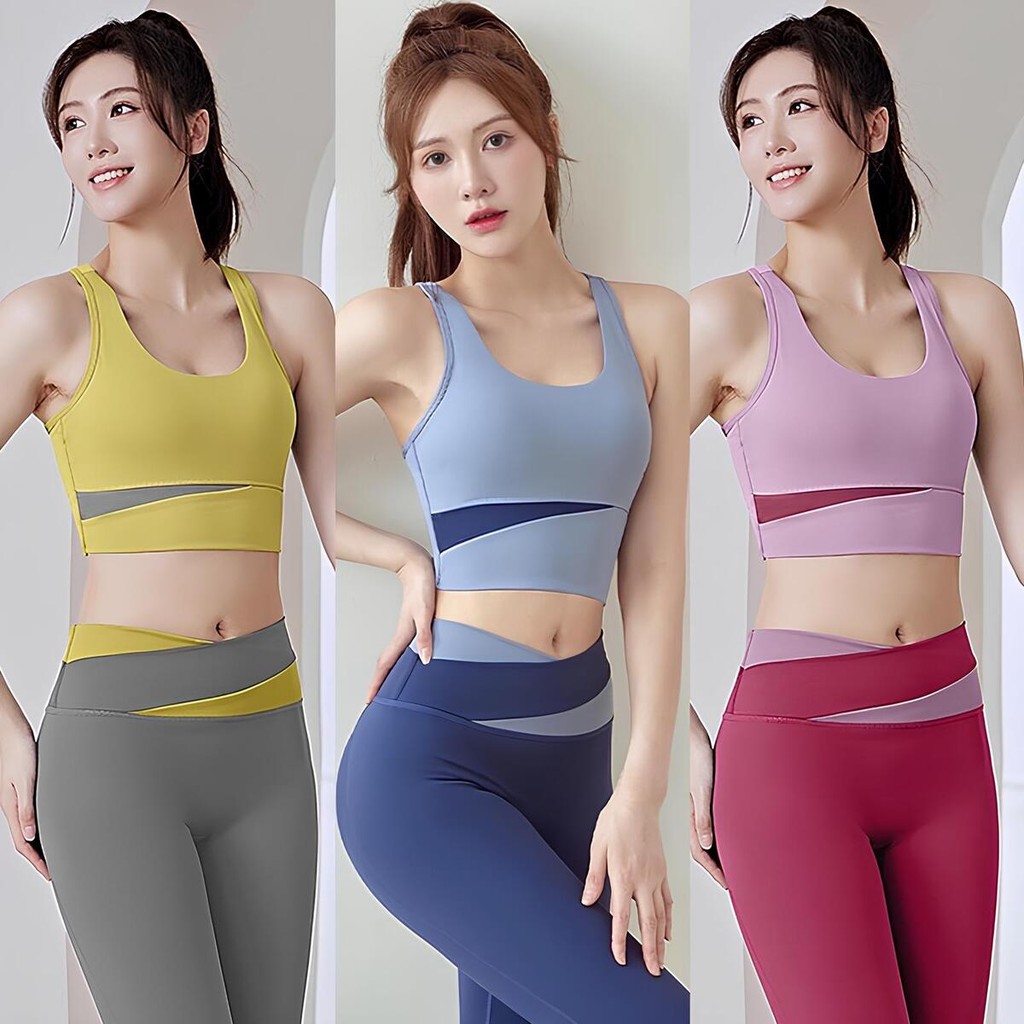 🔥New Color🔥ชุดออกกำลังกาย แฟชั่น งานสีทูโทน ชุดโยคะ กางเกงออกกำลังกายขายาว สปอร์ตบรา ***ขายแยกและขายแบบเป็นเซ็ท***