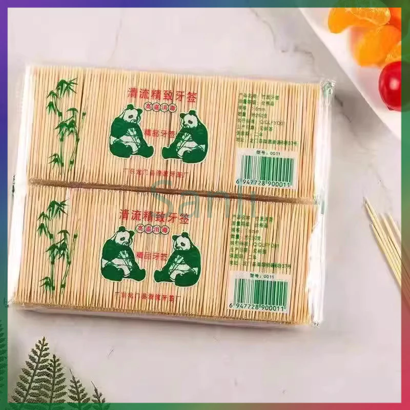 Sanli 200 ชิ้น ไม้จิ้มฟันไม้ไผ่แบบ 2 หัวใช้แล้วทิ้งสำหรับใช้ในครัวเรือนและในเชิงพาณิชย์