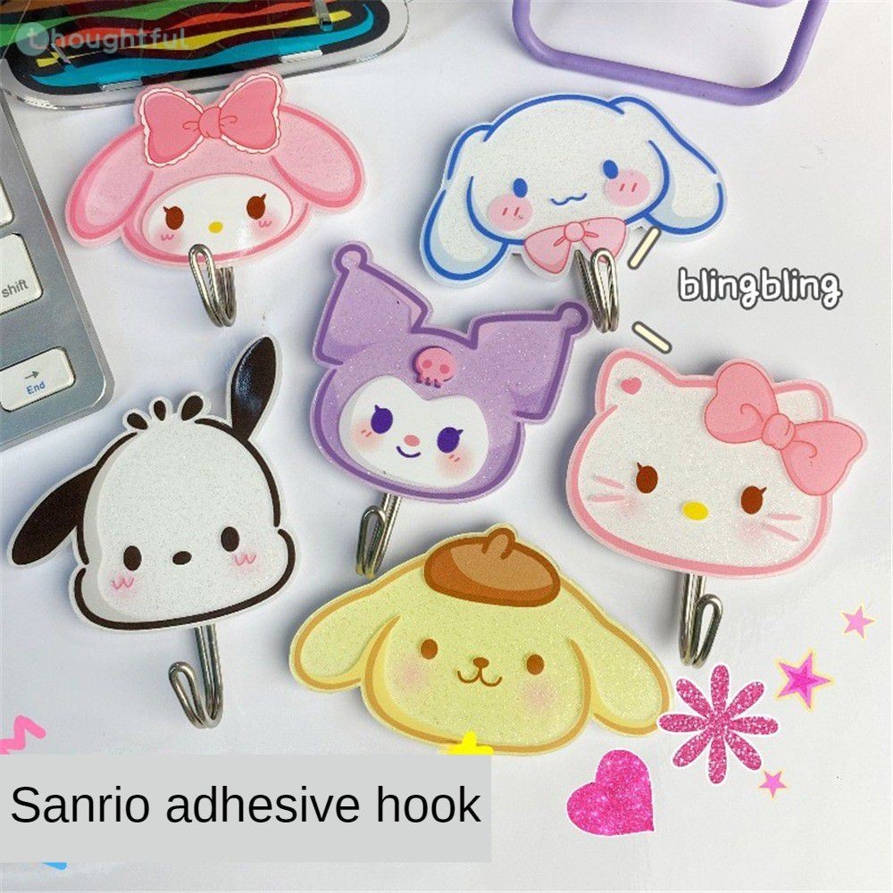 Sanrio Hook ตะขอแขวนติดผนังลาย Hello Kitty สุดน่ารัก ไม่ต้องเจาะ ตะขอแขวนติดผนังลายการ์ตูนสำหรับตกแต่งบ้าน ขนาดเล็ก TH