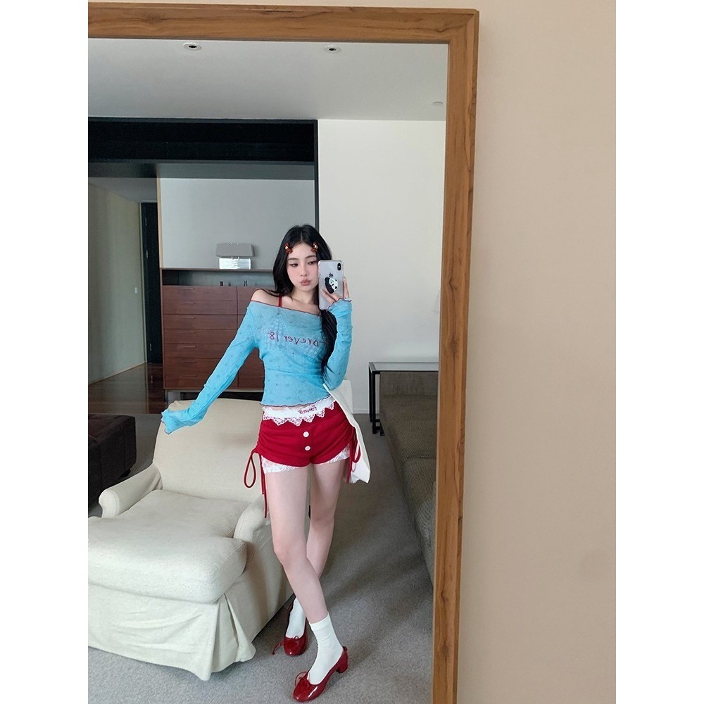 JJ Shop​💜​พร้อมส่ง เสื้อแขนยาวซีทรู /สายเดี่ยวบรา มินิมอลสไตล์ สีสดใส ใส่สบายซับเมอร์ 