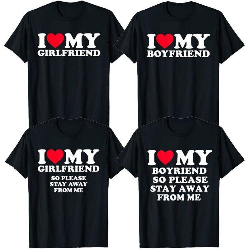 [COD]I Love My Boyfriend เสื้อผ้า I Love My แฟนเสื้อดังนั้น Stay Away From Me ตลก BF GF คำพูดอ้าง