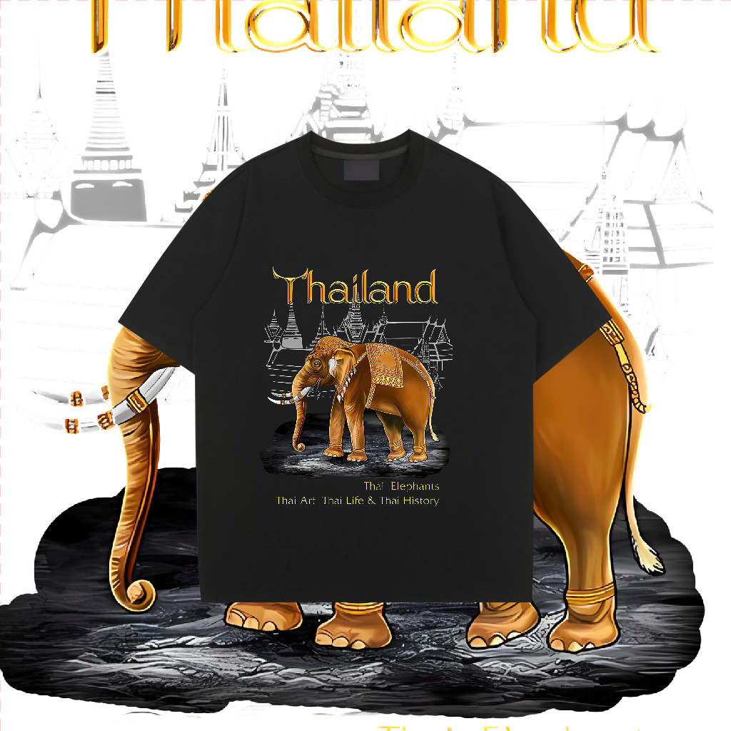ลายช้าง ประเทศไทย แขนสั้น หลวม ขนาดพลัส ผู้ชาย Souvenir Thailand Foreign Gift