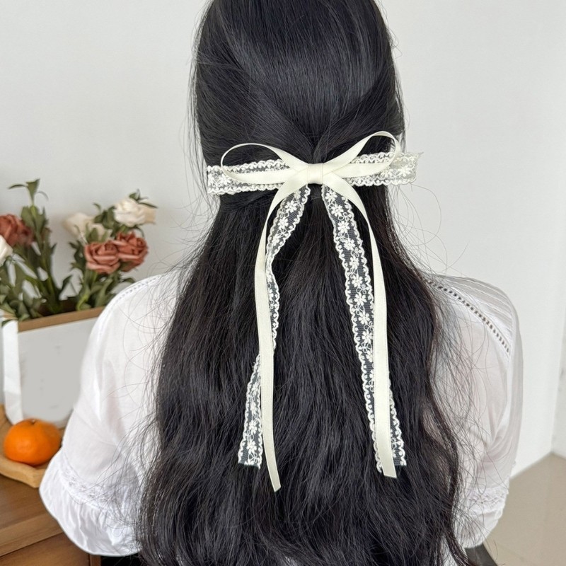 Wake Ribbon Elegant 2000s Style Side Clip กิ๊บติดผม Ellaborate Fairy Style Large Bowknot Balletcore