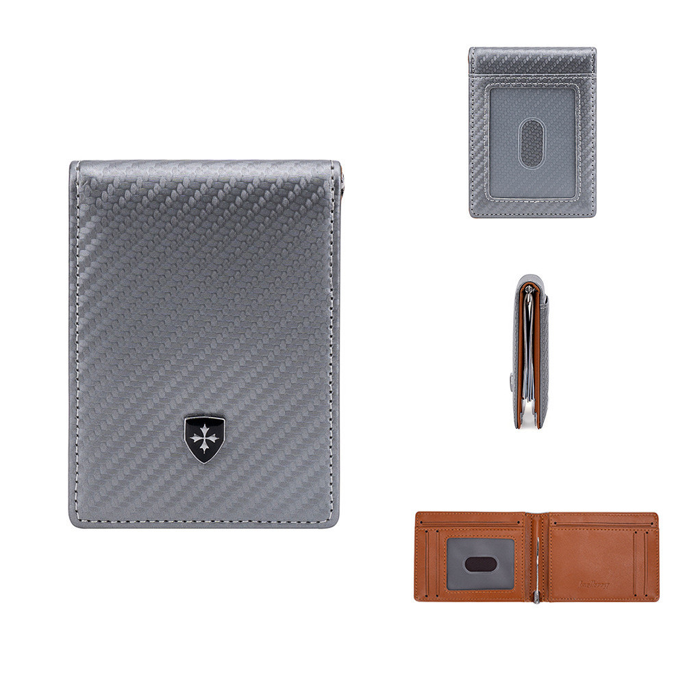 Baellerry กระเป๋าสตางค์ คาร์บอนไฟเบอร์ แถบทแยงมุม หลายช่อง แนวทะแยง RFID ป้องกันแม่เหล็ก สไตล์ยุโรป และสหรัฐอเมริกา สําหรับผู้ชาย