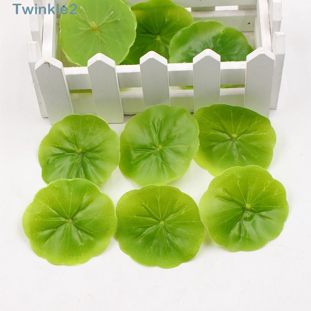 Twinkle ใบบัวปลอม พลาสติก สีเขียว 6 ซม. สําหรับตกแต่งตู้ปลา 60 ชิ้น