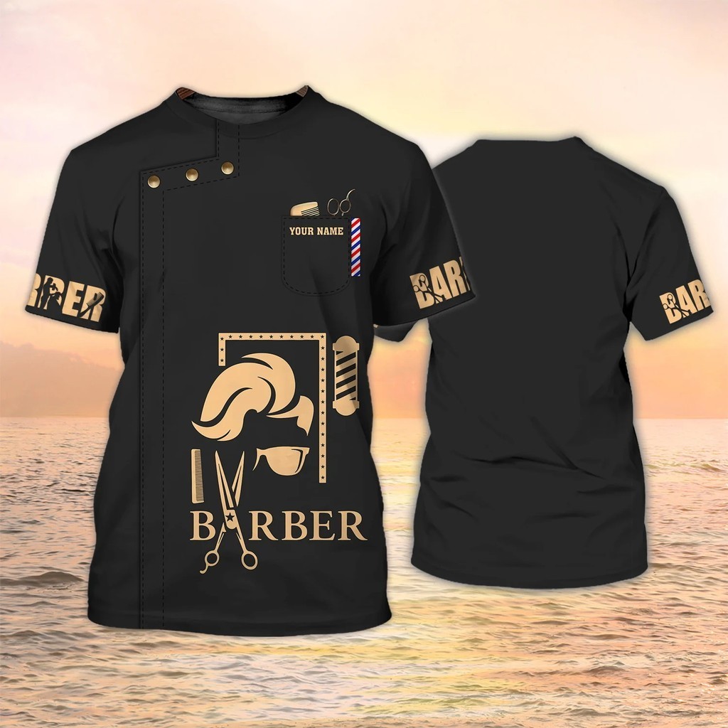 ใหม่ล่าสุดฤดูร้อนผู้ชายเสื้อยืดร้านตัดผมส่วนบุคคลชื่อ 3D พิมพ์ t เสื้อ Unisex Casual Tops คลาสสิกตัดผมชุด DW160