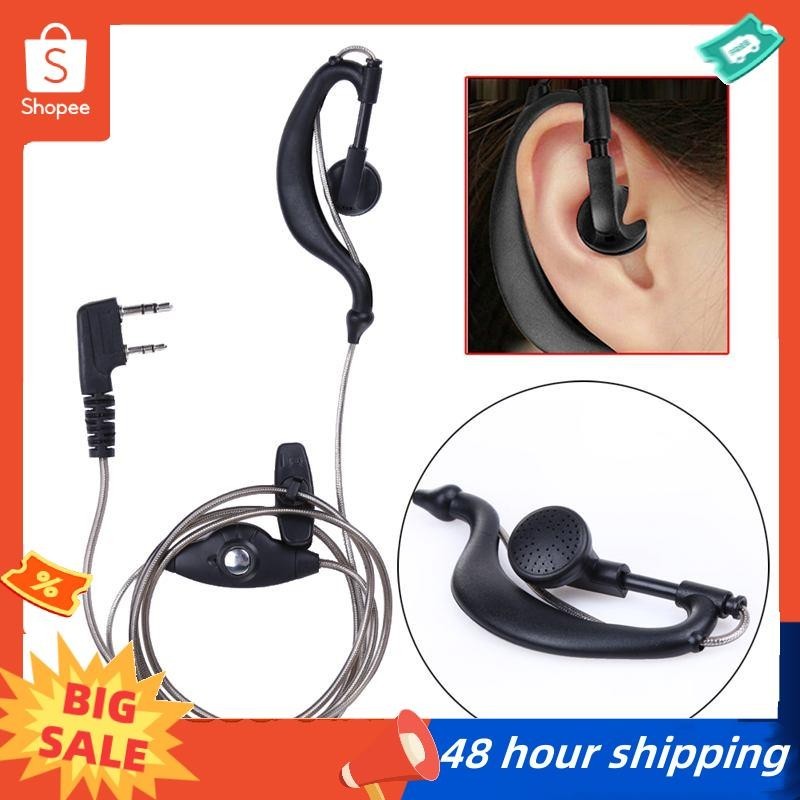 พร้อมส่ง ชุดหูฟังไมโครโฟน 2 Pin PTT สีดํา สําหรับวิทยุ Kenwood QUANSHENG PUXING WOUXUN HYT TYT TH UV5R