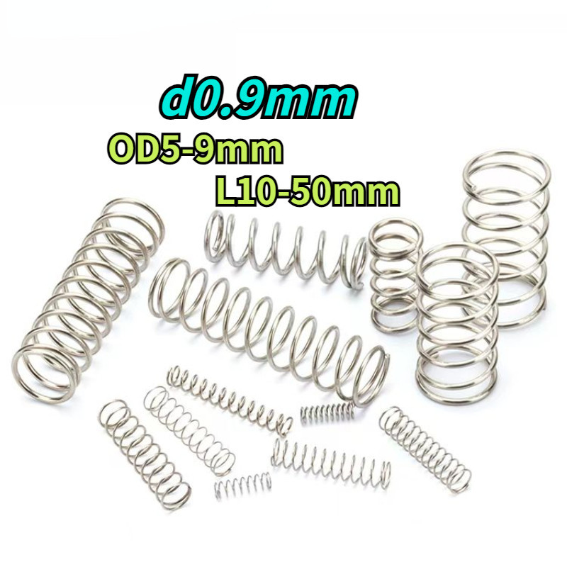 [HNK] Sus30 การบีบอัดสปริงสปริงหดอุปกรณ์ฮาร์ดแวร์ฤดูใบไม้ผลิขนาดเล็ก d0.9 มม./OD5-6-7-8-9 4 มม./ยาว 