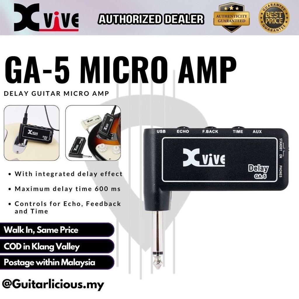 XVIVE GA-5 Delay Micro Amp แบบชาร์จไฟได้ / แอมป์หูฟัง / Amplug / GA5 / GA 5