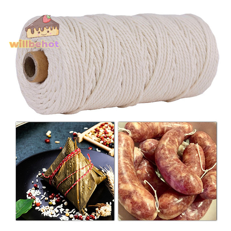 [WillbehotT] สายเชือกผ้าฝ้าย หนา 2 มม. ยาว 100 เมตร สําหรับผูกเนื้อไก่งวง บาร์บีคิว ไส้กรอก