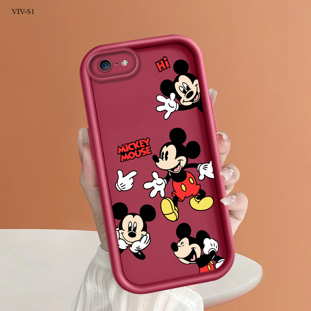 VIVO V29 V27 V27E V25 V25E V23 V23E V15 V11i V5 V5S S1 Lite Pro 4G 5G เคสวีโว่ สำหรับ Cartoon Happy Mickey เคสโทรศัพท์ Angel Eyes Ladder Cover