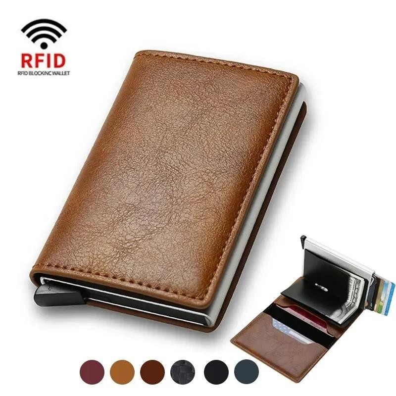 Rfid ผู ้ ถือบัตรเครดิตกระเป ๋ าสตางค ์ ขนาดเล ็ กออกแบบสําหรับผู ้ ชายและผู ้ หญิงกระเป ๋ าสตางค ์ บางกระเป ๋ าสตางค ์ เงินสดอัตโนมัติ Pop-up Bank Card Holder