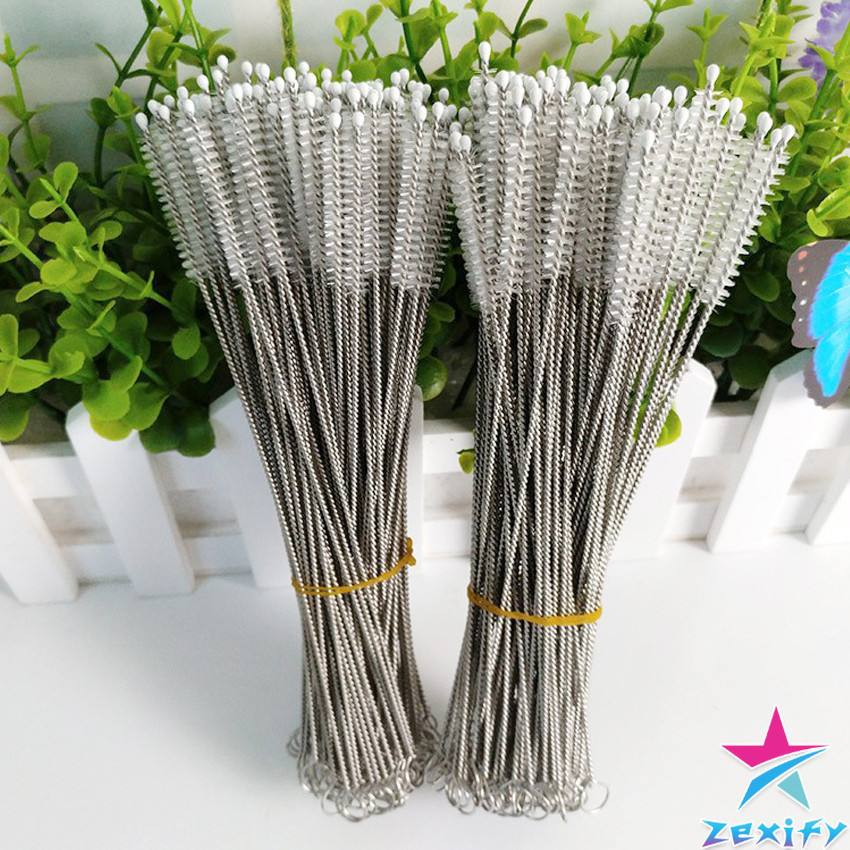 ZXF แปรงล้างหลอดดูด จุกนม ขนไนล่อน ไม่ทำให้เป็นรอย  Stainless steel soft straw straw brush