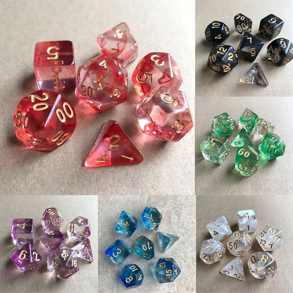 Multi-Sided Clear Dice Set Polyhedral Game Dice For TRPG DND Accessories Polyhedral Dice  Board Card