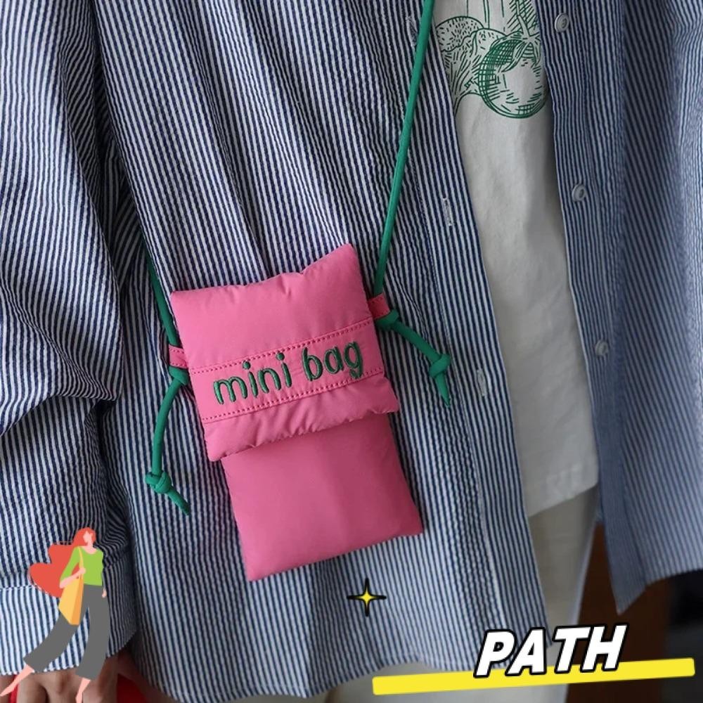 Path Phone Bag, Contrast Color Mini Shoulder Bag, Green/Rose Red Crossbody Bag