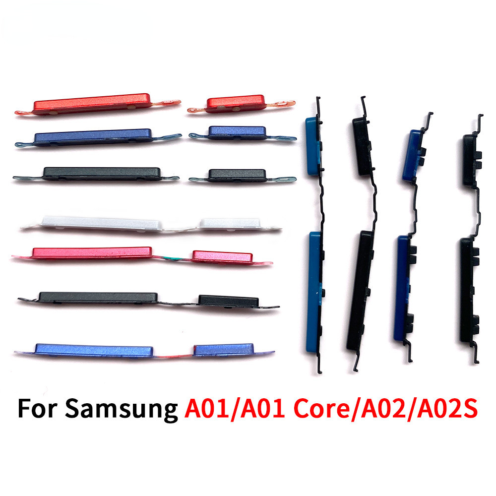 สําหรับ Samsung A01 Core A02 A02S ปุ่มปรับระดับเสียง Key โทรศัพท์ที่อยู่อาศัย On Off Up Down เปลี่ยน