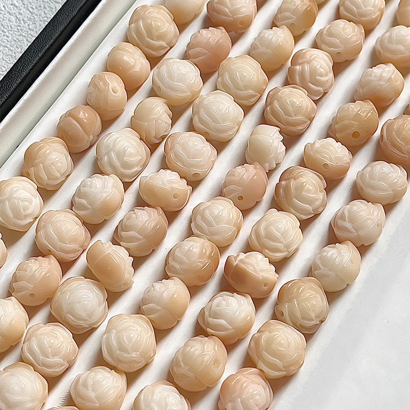 Sapindus ธรรมชาติ bodhi รากแกะสลัก camellia ดอกไม ้ รูปร ่ าง diy สร ้ อยข ้ อมืออุปกรณ ์ เสริมลูกปัดหลวม