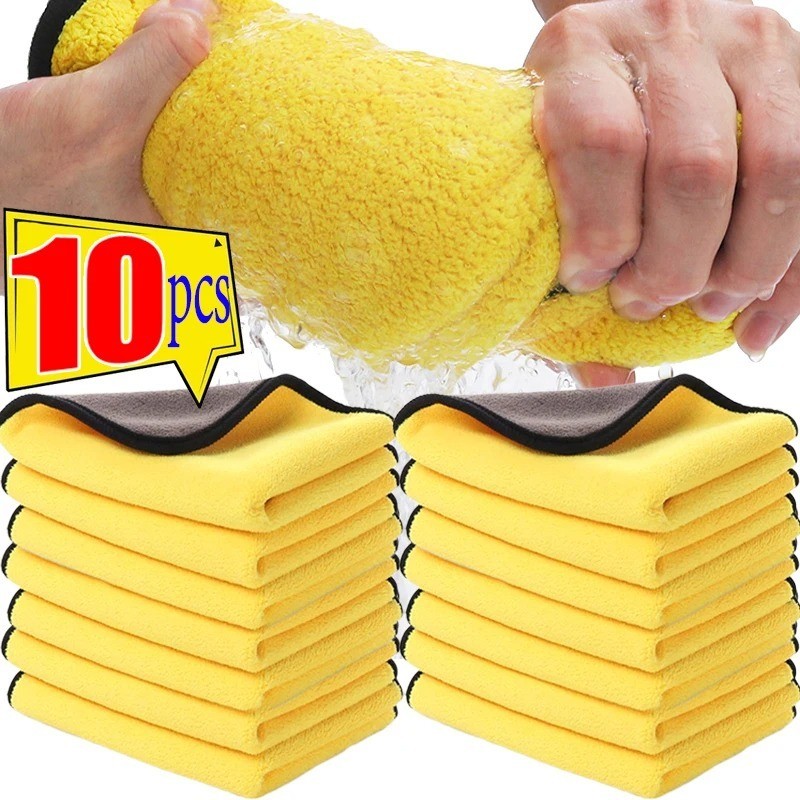 10ชิ้นไมโครไฟเบอร์ผ้าขนหนูล้างรถทําความสะอาดนุ่มพิเศษอบแห้งรายละเอียดปลอดรอยขีดข่วนสําหรับเทศกาลฤดูใบไม้ผลิทําความสะอาด