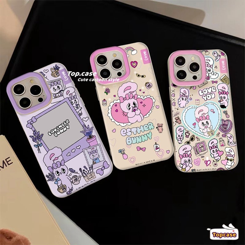 เข้ากันได้สําหรับiphone 15 11 14 13 12 Pro Max X XR Xs Maxการ์ตูนEsther Bunnyกระต่ายคู่Drop-Resistantเคสโทรศัพท์ปกอ่อน