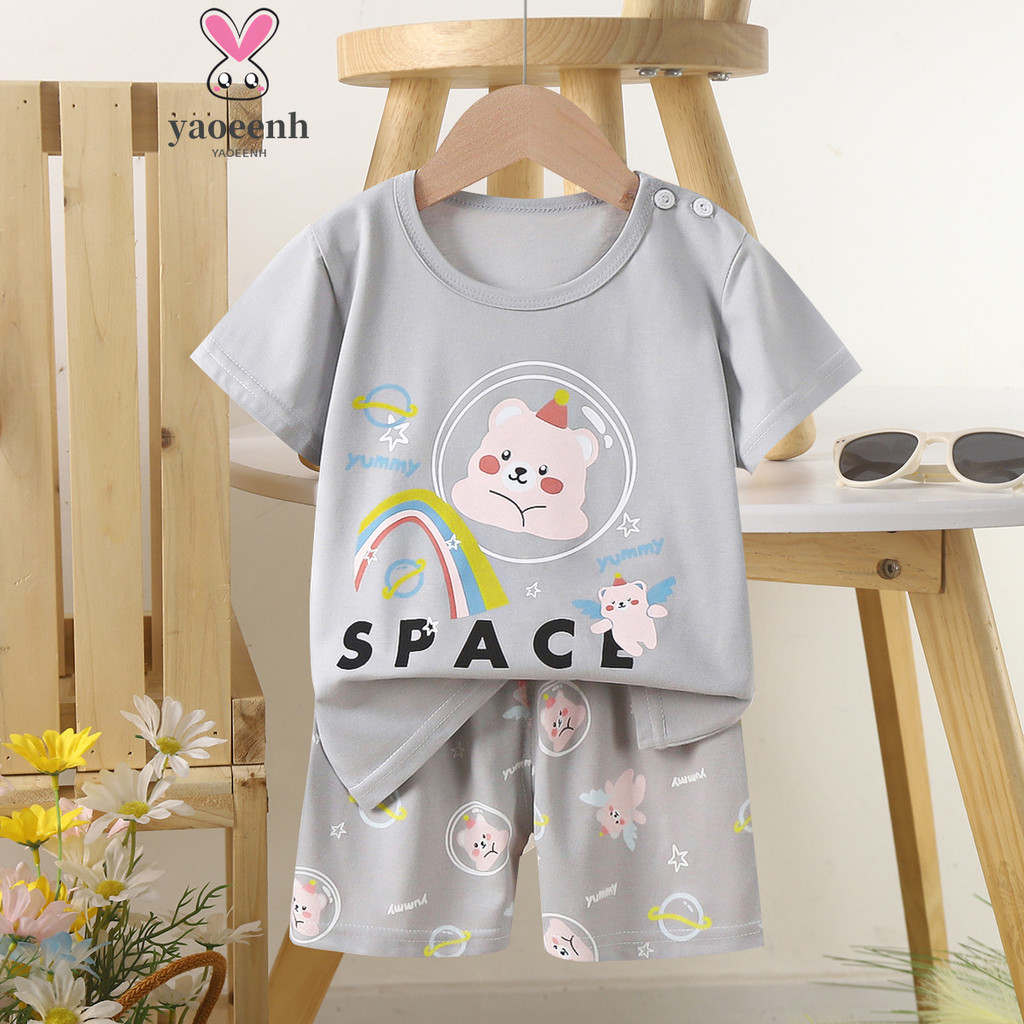 73-130เซนติเมตรฤดูร้อนเด็กน้ําหนักเบาเย็นแขนสั้นชุดชายหญิงเสื้อสวมหัวหลวมสบายๆ ชุดบ้าน พร้อมสต็อกจัดส่งที่รวดเร็ว - รูปที่ 4