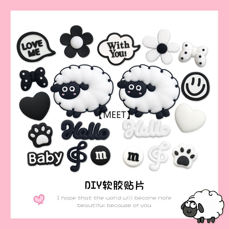 [ Meet ] 10pcs/pack การ ์ ตูนแกะน ้ อยกาวนุ ่ ม DIY เครื ่ องประดับอุปกรณ ์ เสริมเคสโทรศัพท ์ ฉนวนกันความร ้ อนถ ้ วยน ้ ําตกแต ่ ง Patch PVC กาวนุ ่ มชุดอุปกรณ ์ เสริม
