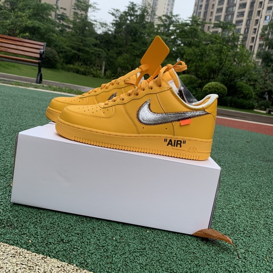 No off-white x nk air force 1 low "university gold รองเท ้ าผ ้ าใบ p1a 2022